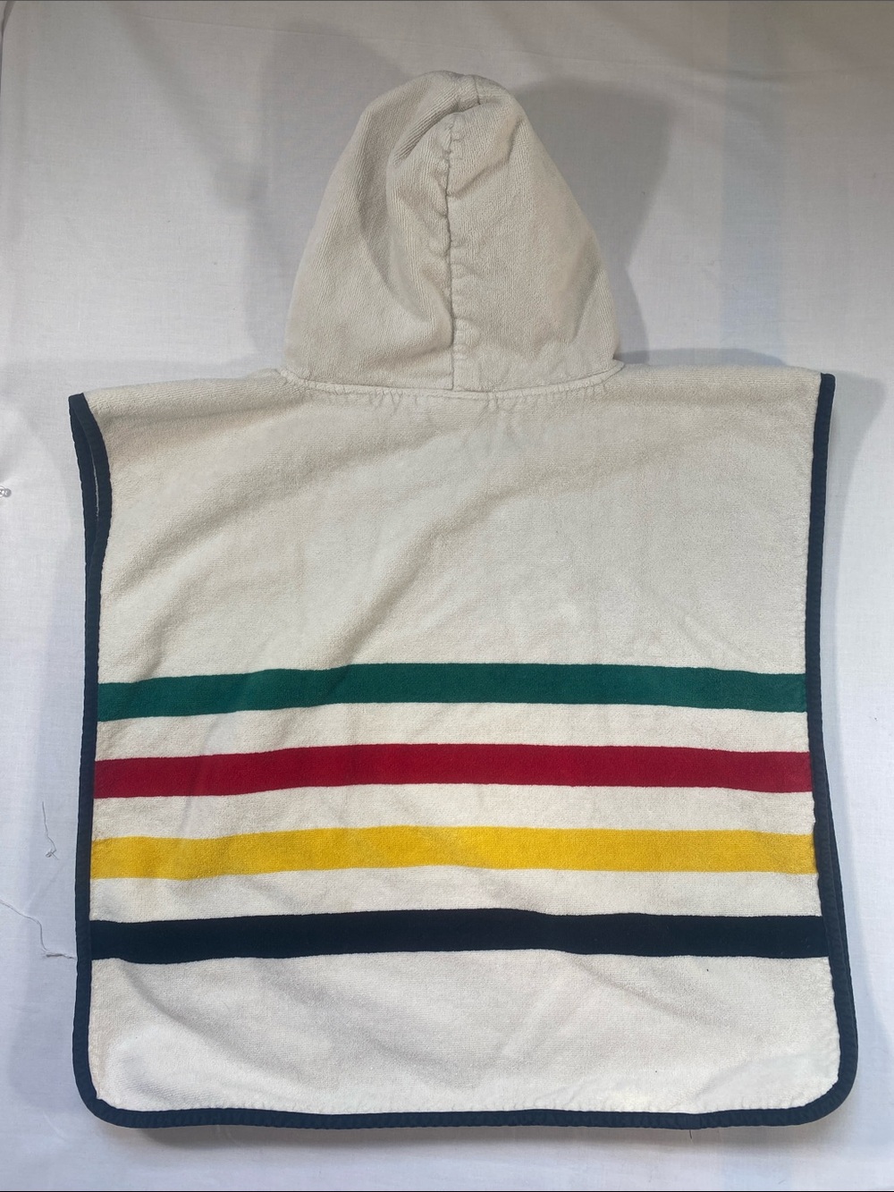 Pendleton Hooded Cotton Terry  Kids Bath Cover-Up in Cream Hudson Bay Stripes - Picture 4 of 5